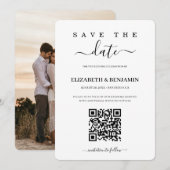 Moderne kalligrafie script QR-code foto Save The D Date (Voorkant / Achterkant)