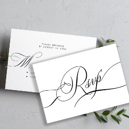 Moderne kalligrafie script romantische bruiloft RSVP kaartje