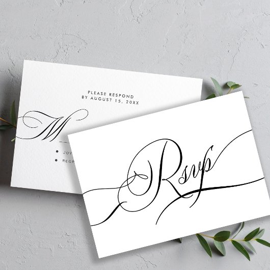 Moderne kalligrafie script romantische bruiloft RSVP kaartje