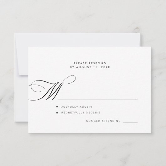 Moderne kalligrafie script romantische bruiloft RSVP kaartje (Achterkant)