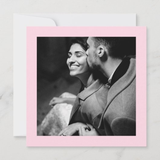 Moderne kalligrafie script rood roze foto save dat save the date (Achterkant)