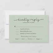 Moderne kalligrafie Script Sage Groene foto bruilo RSVP Kaartje (Voorkant)