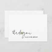 Moderne kalligrafie Script Sage Groene Hart Bruilo Bedankkaart (Voorkant / Achterkant)