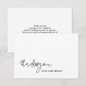 Moderne kalligrafie script salie groen hart trouwe bedankkaart (Voorkant / Achterkant)