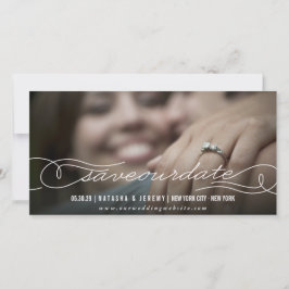 Moderne kalligrafie script Save The Date foto kaar
