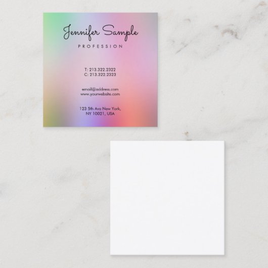 Moderne kalligrafie Script Sjabloon Elegant Vierkante Visitekaartje (Voorkant / Achterkant)