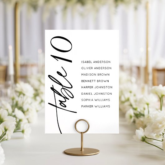 Moderne kalligrafie script trouwzaal zitplaatsenka kaart