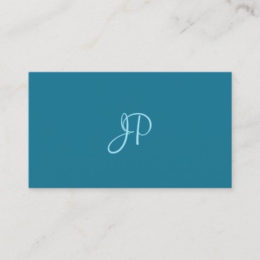 Moderne kalligrafie Script Turquoise Plain Trendy Visitekaartje (Voorkant)