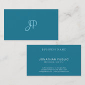 Moderne kalligrafie Script Turquoise Plain Trendy Visitekaartje (Voorkant / Achterkant)