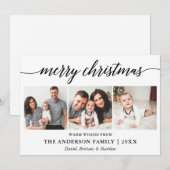 Moderne kalligrafie Script Vrolijk Kerstfeest 3 Fo Feestdagenkaart (Voorkant / Achterkant)