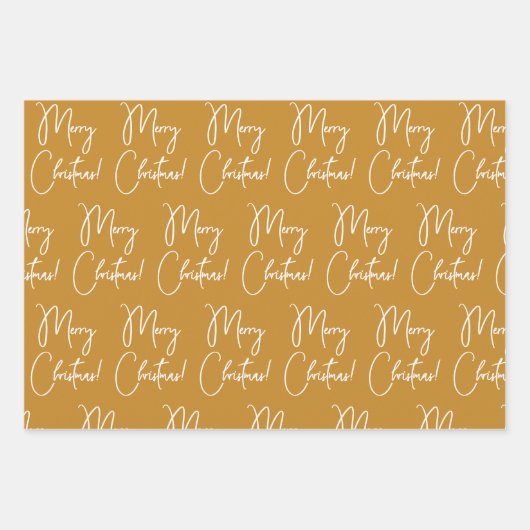 Moderne kalligrafie Script Vrolijk Kerstfeest Inpakpapier Vel (Voorkant 3)