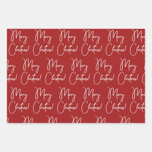 Moderne kalligrafie Script Vrolijk Kerstfeest Inpakpapier Vel (Voorkant)
