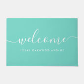 Moderne kalligrafie script welkomst straatadres deurmat (Voorkant)