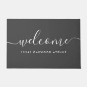 Moderne kalligrafie script welkomst straatadres deurmat (Voorkant)