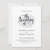 Moderne kalligrafie Script Zwart-wit bruiloft Kaart (Voorkant)