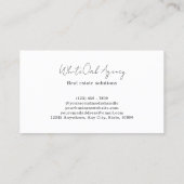 Moderne kalligrafie script zwart-wit monogram visitekaartje (Achterkant)