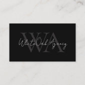 Moderne kalligrafie script zwart-wit monogram visitekaartje (Voorkant)