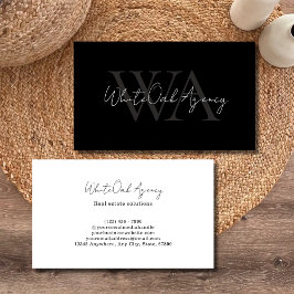 Moderne kalligrafie script zwart-wit monogram visitekaartje