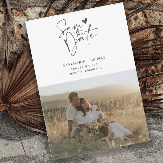 Moderne kalligrafie-scriptfoto save the date