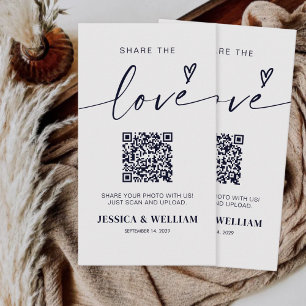 Moderne kalligrafie scriptie Deel de liefde QR-cod Informatiekaartje