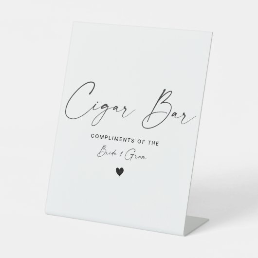 Moderne kalligrafie Sigaar Bar bruiloft voetstuk t Reclamebord Met Voetstuk (Voorkant)