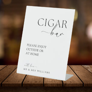 Moderne kalligrafie Sigarenbar Trouwbord Reclamebord Met Voetstuk