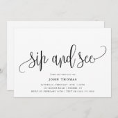 Moderne kalligrafie Sip en Zie Baby ontmoeten en G Kaart (Voorkant / Achterkant)