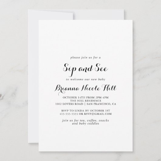 Moderne kalligrafie Sip en Zie Kaart (Voorkant)