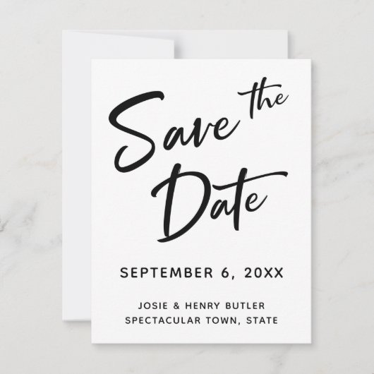Moderne kalligrafie Sla de datum waarop de gouden Save The Date (Voorkant)