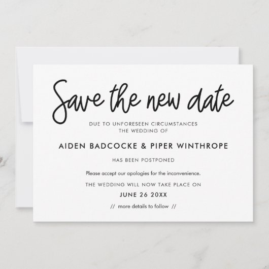 Moderne kalligrafie Sla de nieuwe datum op aankond Kaart (Voorkant)