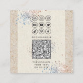 Moderne kalligrafie sociale media QR-code foto toe Vierkante Visitekaartje (Achterkant)