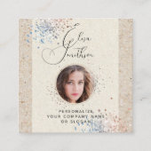 Moderne kalligrafie sociale media QR-code foto toe Vierkante Visitekaartje (Voorkant)