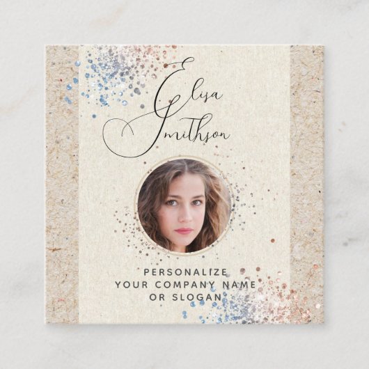 Moderne kalligrafie sociale media QR-code foto toe Vierkante Visitekaartje (Voorkant)