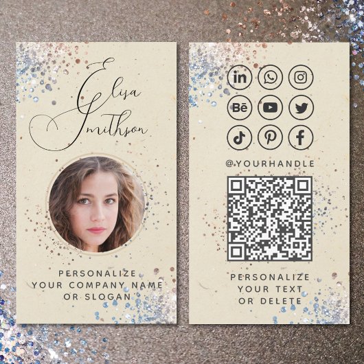 Moderne kalligrafie Sociale Media QR-code Voeg Fot Visitekaartje