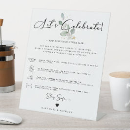 Moderne kalligrafie Sociale Veiligheid Bruiloft Gr Reclamebord Met Voetstuk