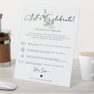 Moderne kalligrafie Sociale Veiligheid Bruiloft Gr Reclamebord Met Voetstuk