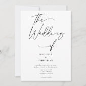 Moderne kalligrafie Solid Black bruiloft Kaart (Voorkant)