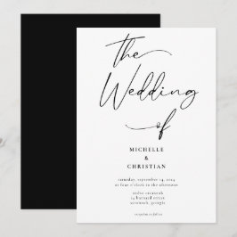 Moderne kalligrafie Solid Black bruiloft Kaart