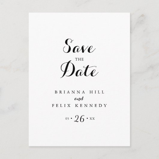 Moderne kalligrafie Sparen de Datum Briefkaart (Voorkant)