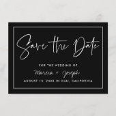 Moderne kalligrafie Sparen de Datum Zwart en Wit Informatiekaartje (Voorkant)