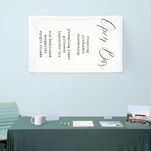 Moderne kalligrafie Stoffen Bar Menu Trouwbord Spandoek (Beurs)