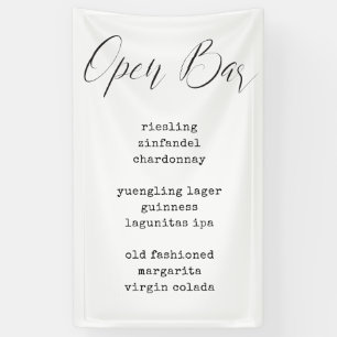 Moderne kalligrafie Stoffen Bar Menu Trouwbord Spandoek
