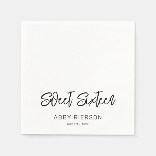 Moderne kalligrafie Sweet Sixteen aangepaste naam Servet (Voorkant)