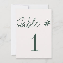 Moderne kalligrafie tafel nummers voor het huwelij kaart