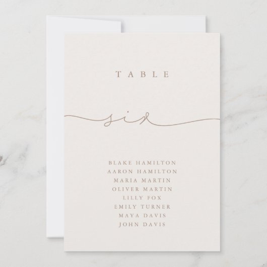 Moderne kalligrafie Taupe & Ivory Six Table Number (Achterkant)