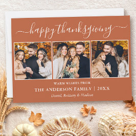 Moderne kalligrafie Terracotta 3 foto Thanksgiving Feestdagenkaart