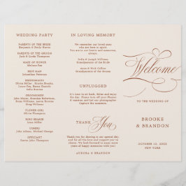 Moderne kalligrafie terracotta boho bruiloftsprogr