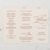 Moderne kalligrafie terracotta boho bruiloftsprogr (Voorkant / Achterkant)