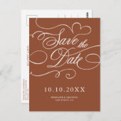 Moderne kalligrafie Terracotta boho Save the Date Briefkaart (Voorkant / Achterkant)