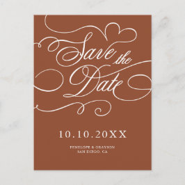 Moderne kalligrafie Terracotta boho Save the Date Briefkaart